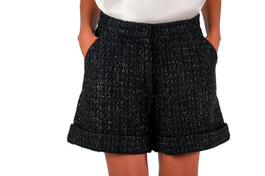 Riviera Shorts Black Boucle Front