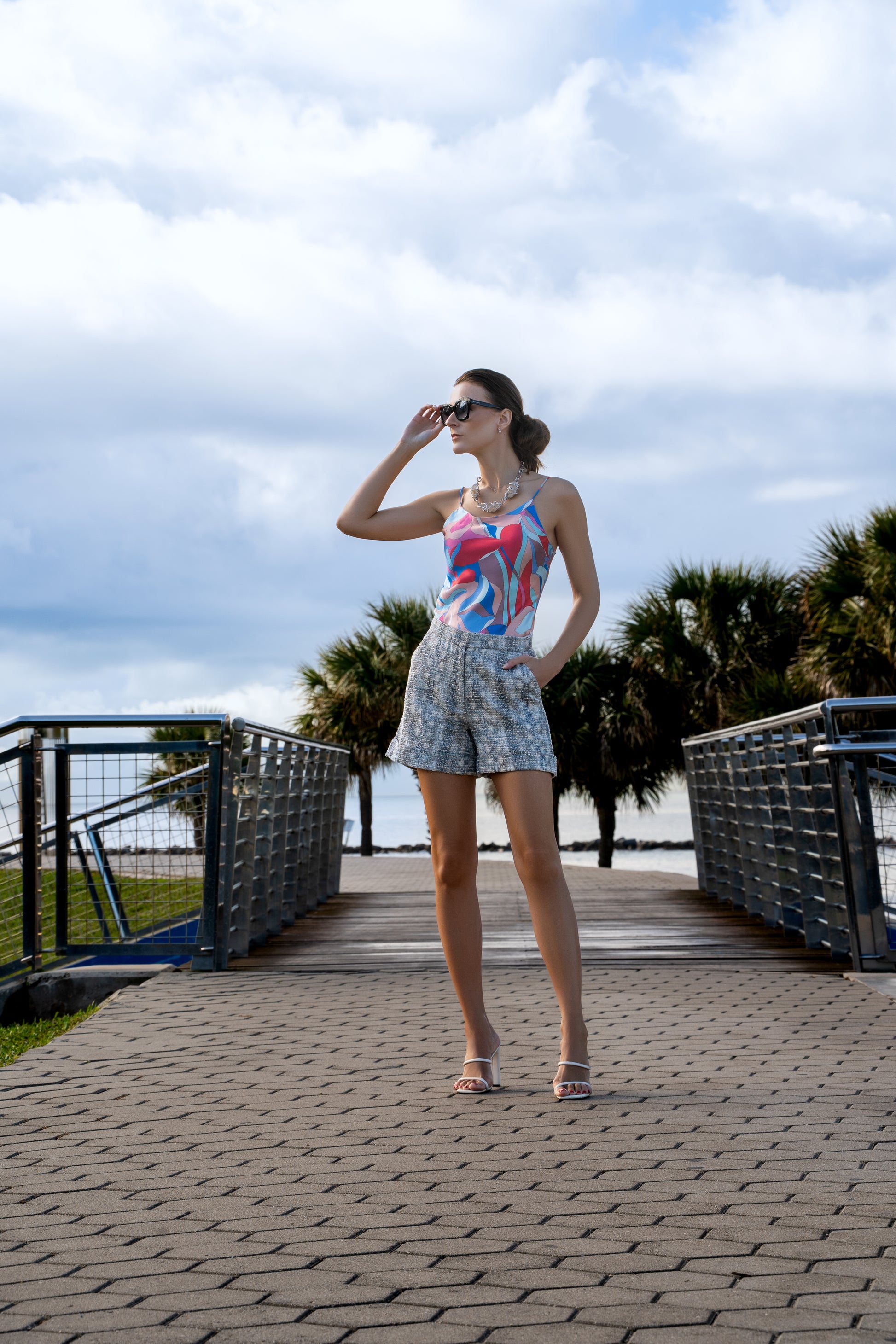 Riviera Shorts Blue Glitter Boucle Main
