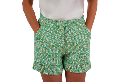 Riviera Shorts Green Boucle Front